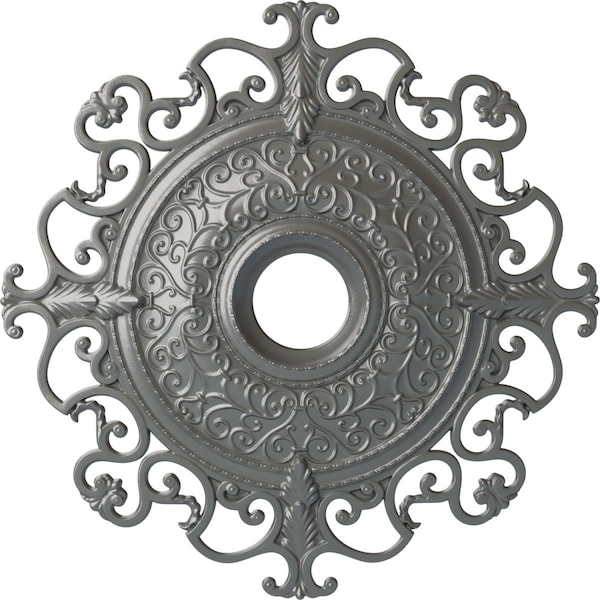 Ekena Millwork Orleans Ceiling Medallion (Fits Canopies up to 8 1/4"), 38 3/8"OD x 6 5/8"ID x 2 7/8"P, Silver CM38OLSLS - main